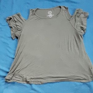 Army green cold shoulder with ruffled sleeves